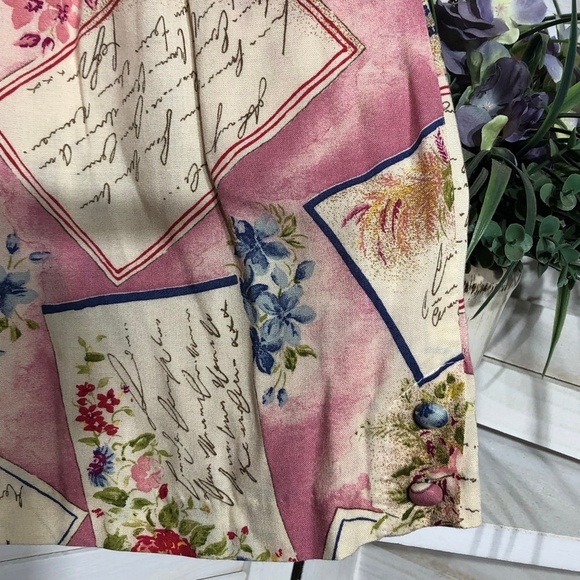 Vintage Kathie Lee Floral Rayon Blouse and Shorts Set Pink Large - Picture 11 of 14